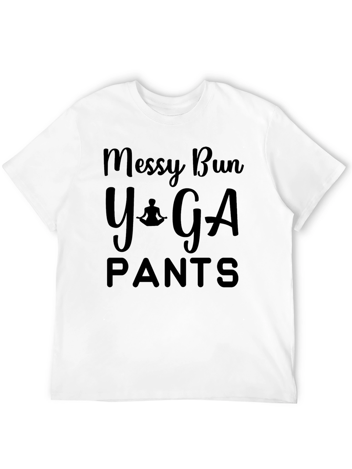 Messy Bun Yoga Pants Black T-Shirt