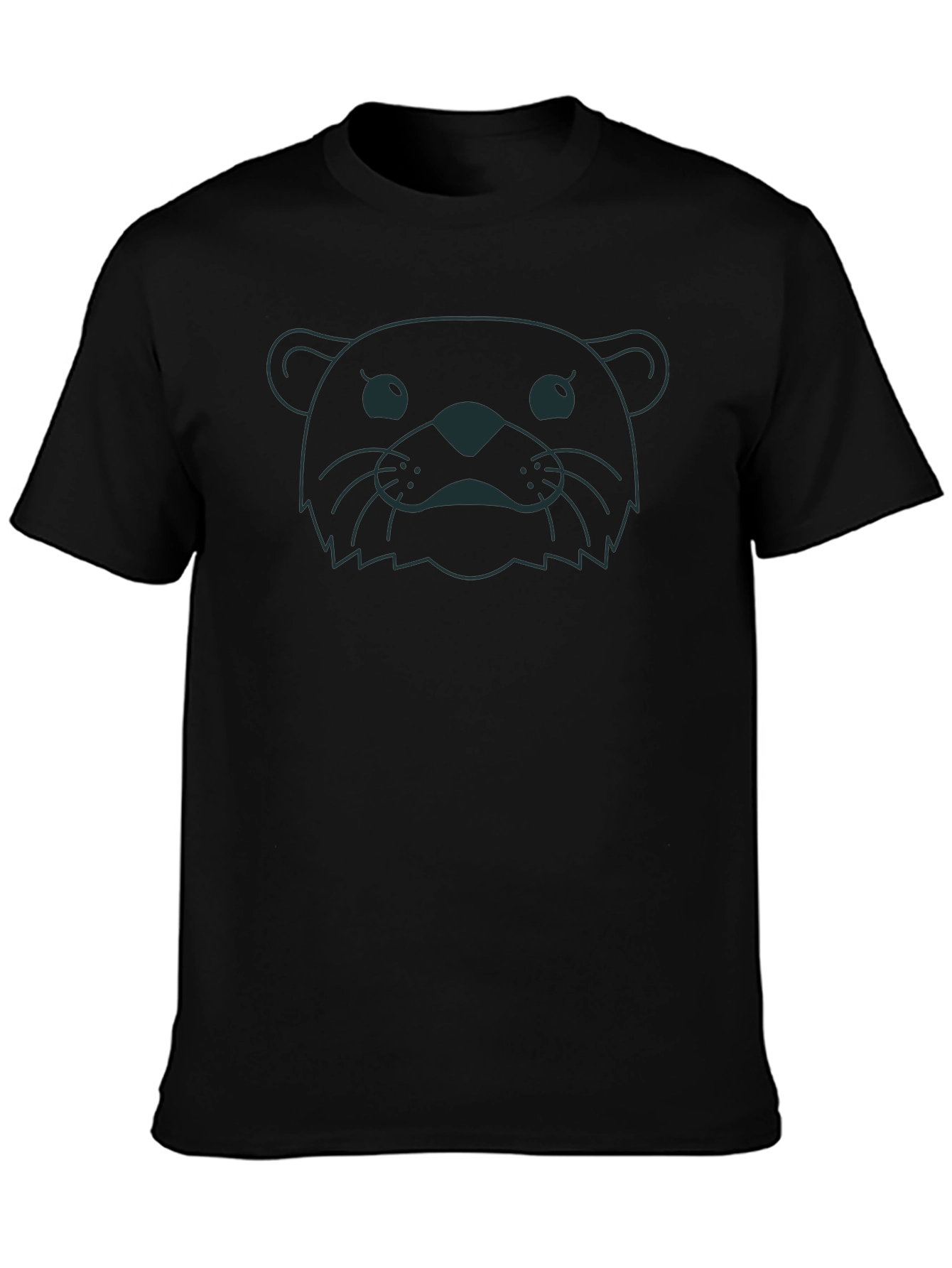 Otter Face Graphic Print Black T-Shirt