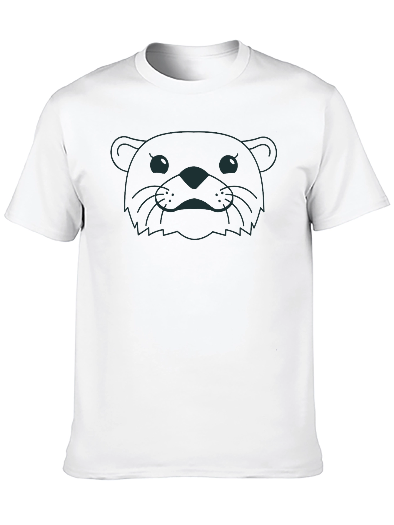 Otter Face Graphic Print Black T-Shirt