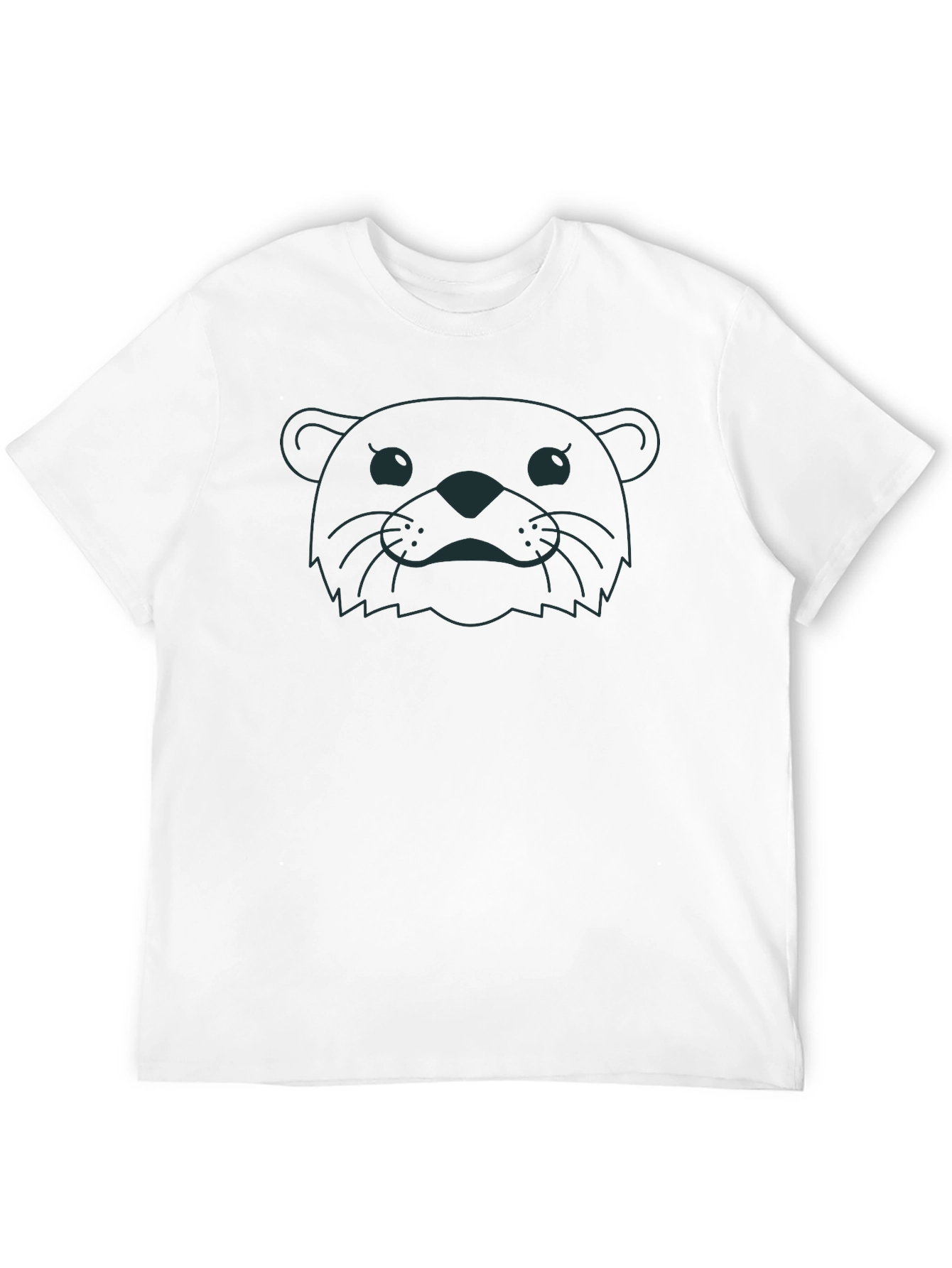 Otter Face Graphic Print Black T-Shirt