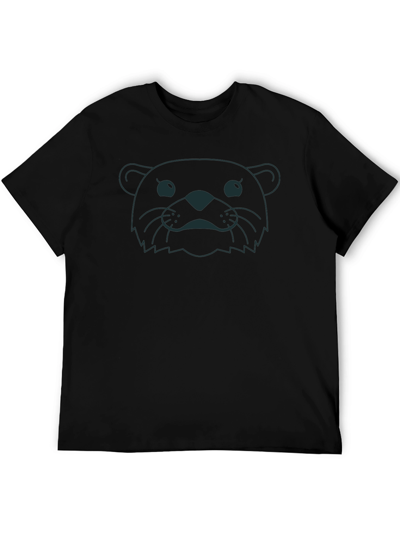Otter Face Graphic Print Black T-Shirt
