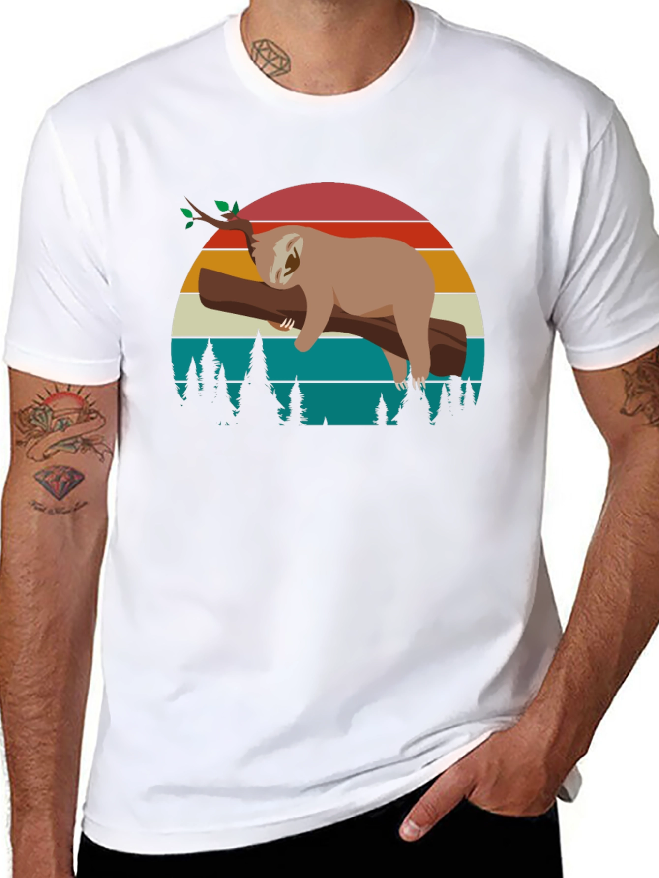 Retro Sloth Graphic Tee -  Relaxed Vibe