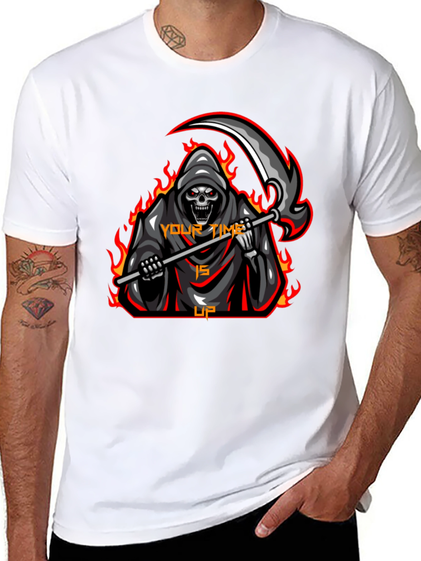 Grim Reaper Graphic T-Shirt - Your Time is Up