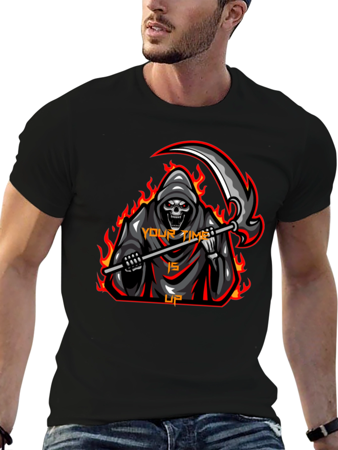 Grim Reaper Graphic T-Shirt - Your Time is Up
