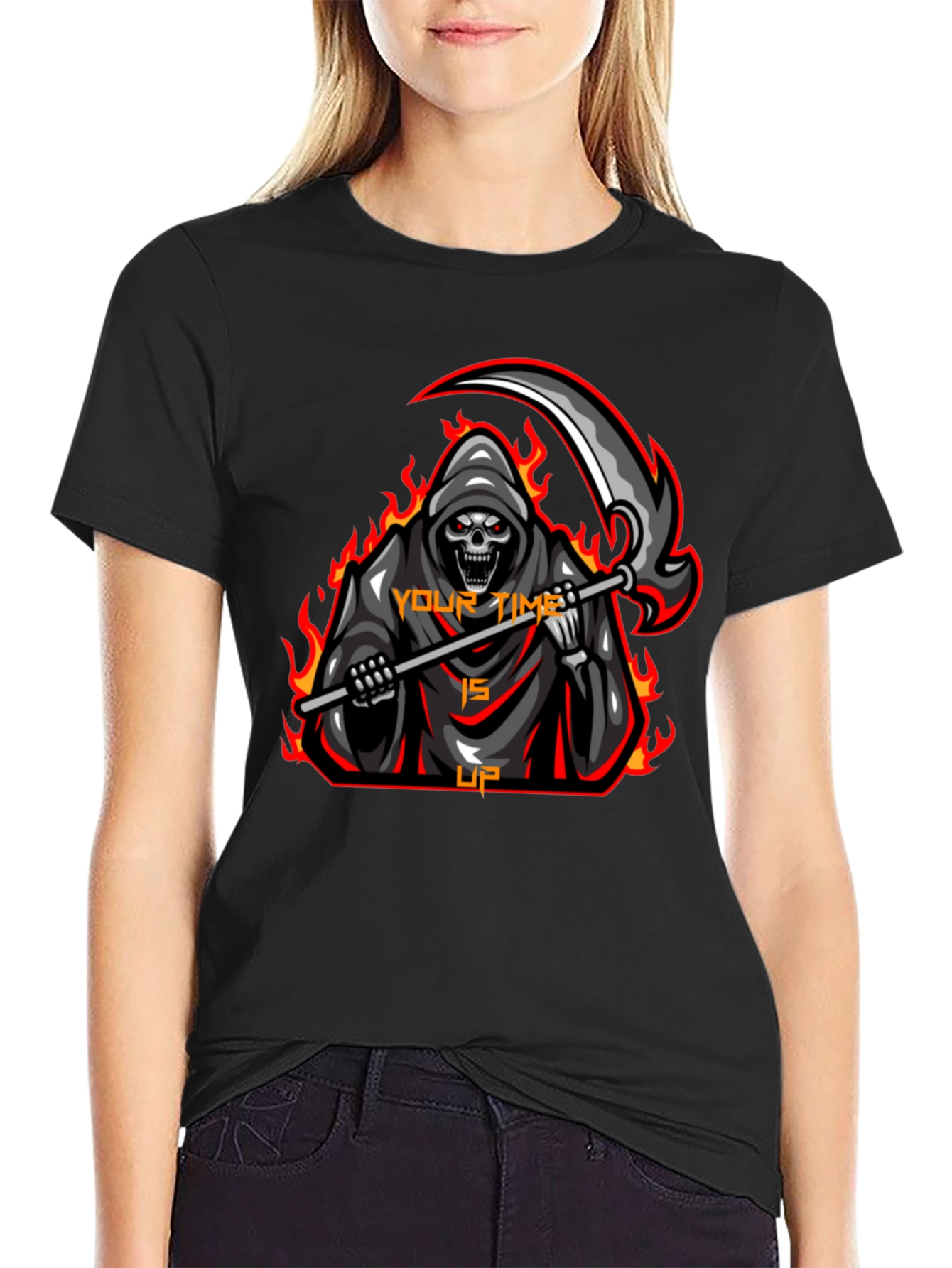 Grim Reaper Graphic T-Shirt - Your Time is Up