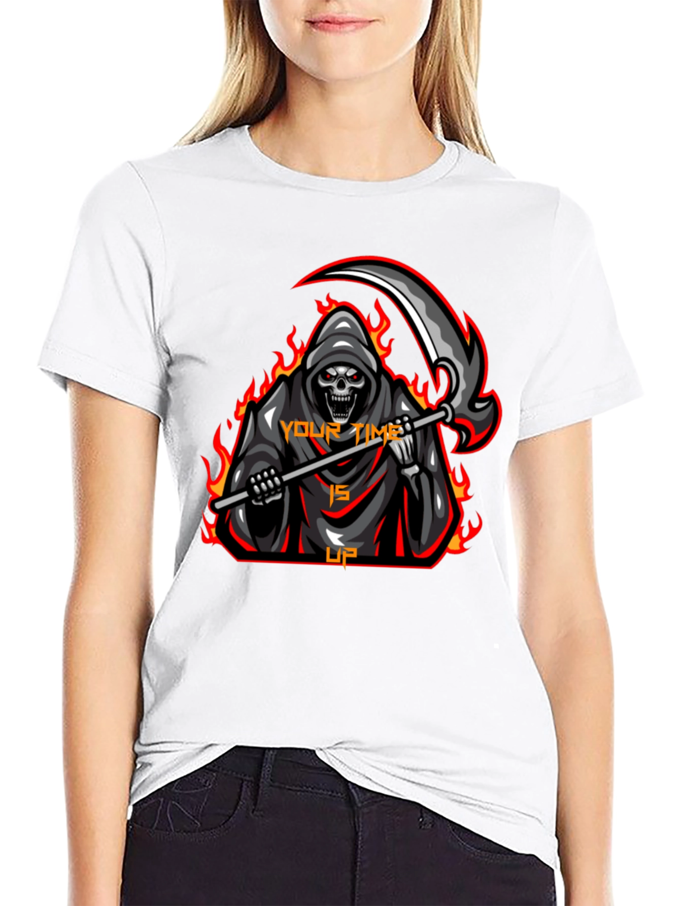Grim Reaper Graphic T-Shirt - Your Time is Up