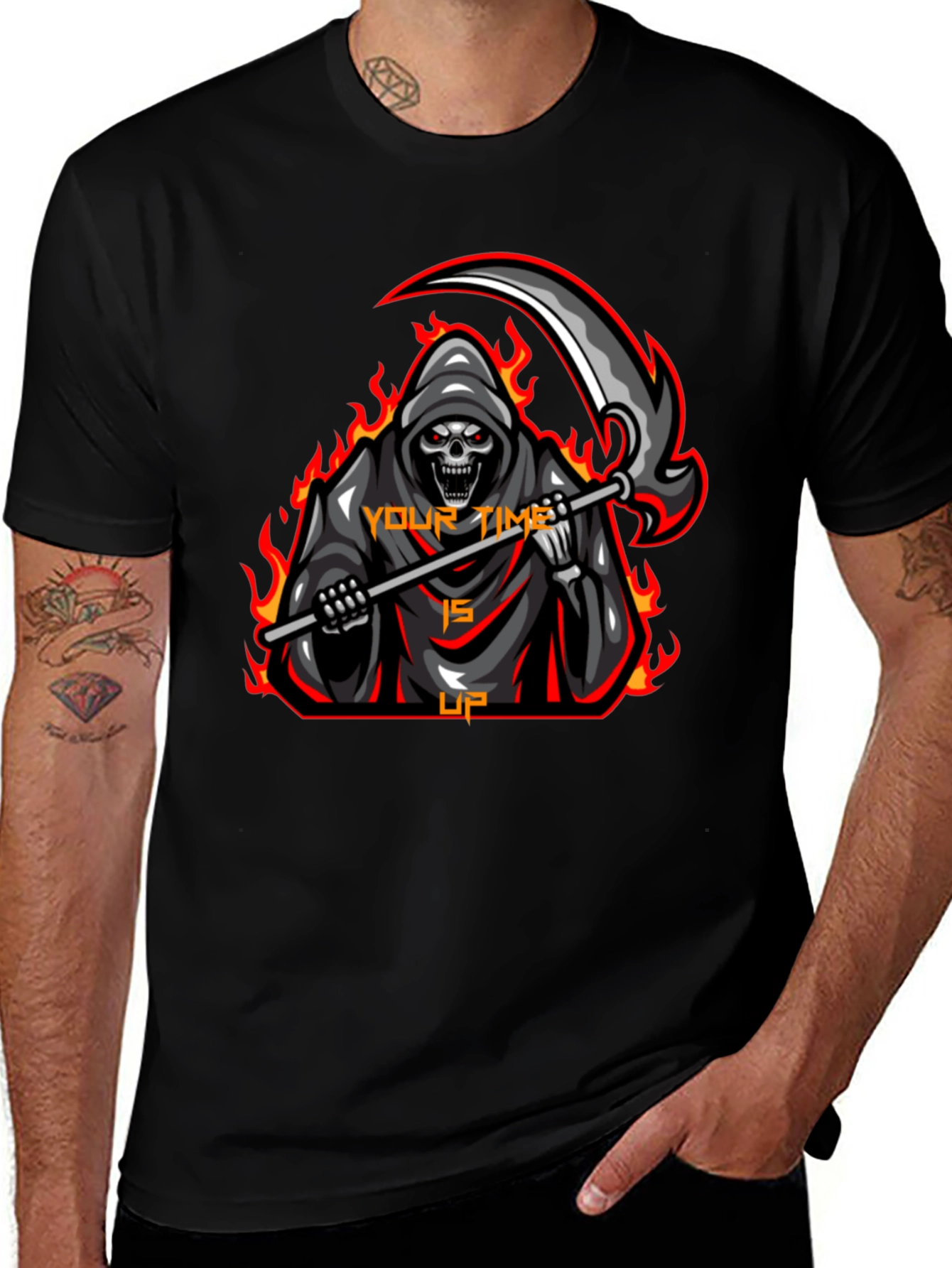 Grim Reaper Graphic T-Shirt - Your Time is Up