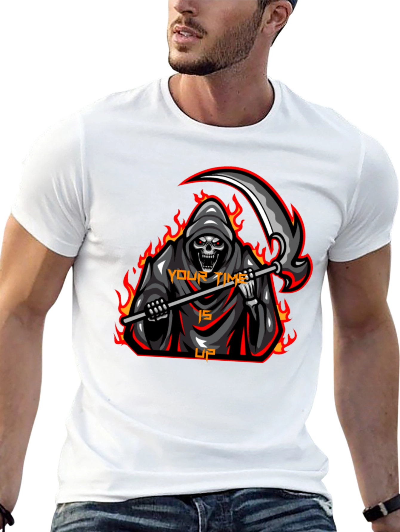 Grim Reaper Graphic T-Shirt - Your Time is Up