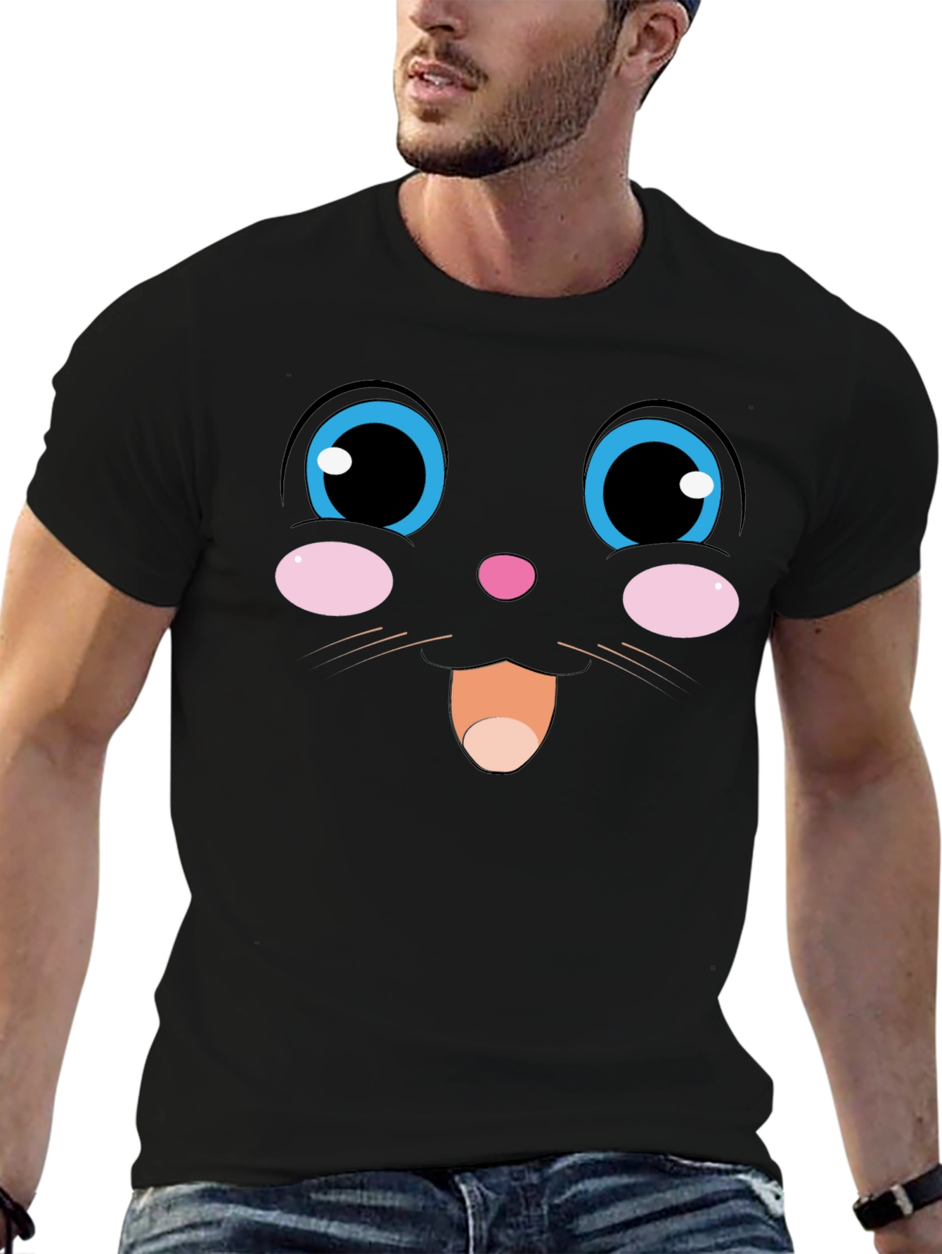 Cute Cartoon Face Graphic T-Shirt