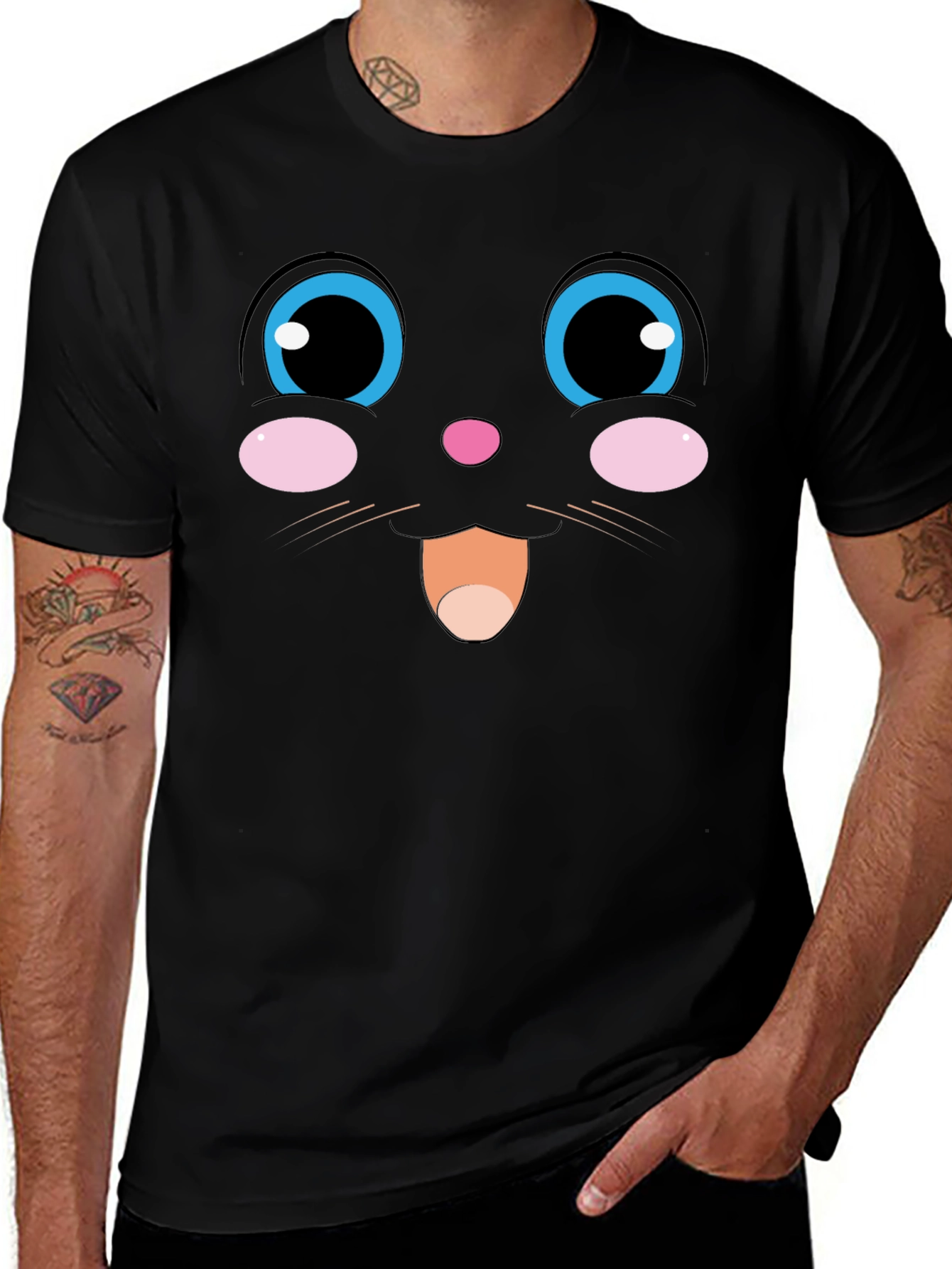 Cute Cartoon Face Graphic T-Shirt