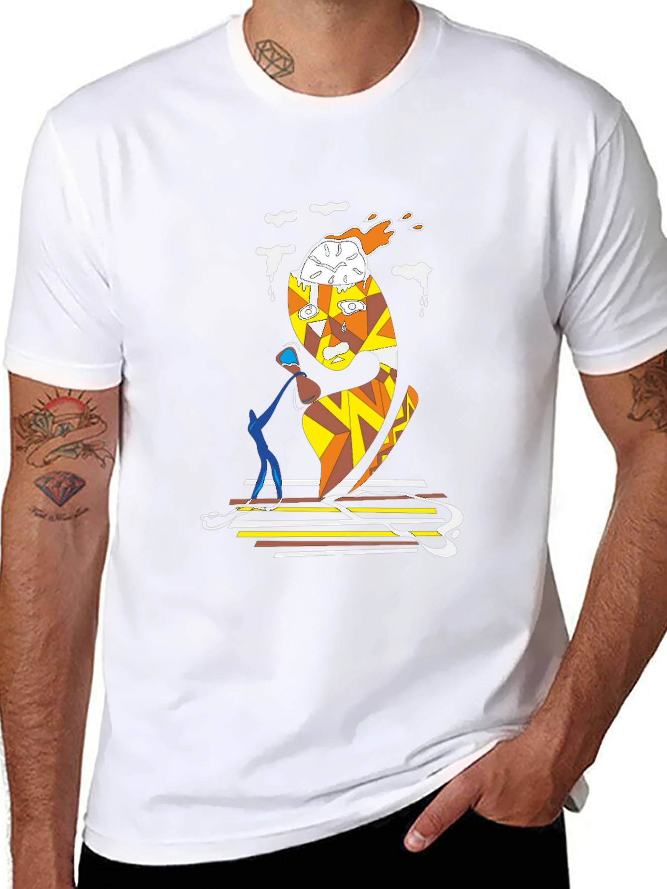 Abstract Art Graphic Tee - Unique Black T-Shirt