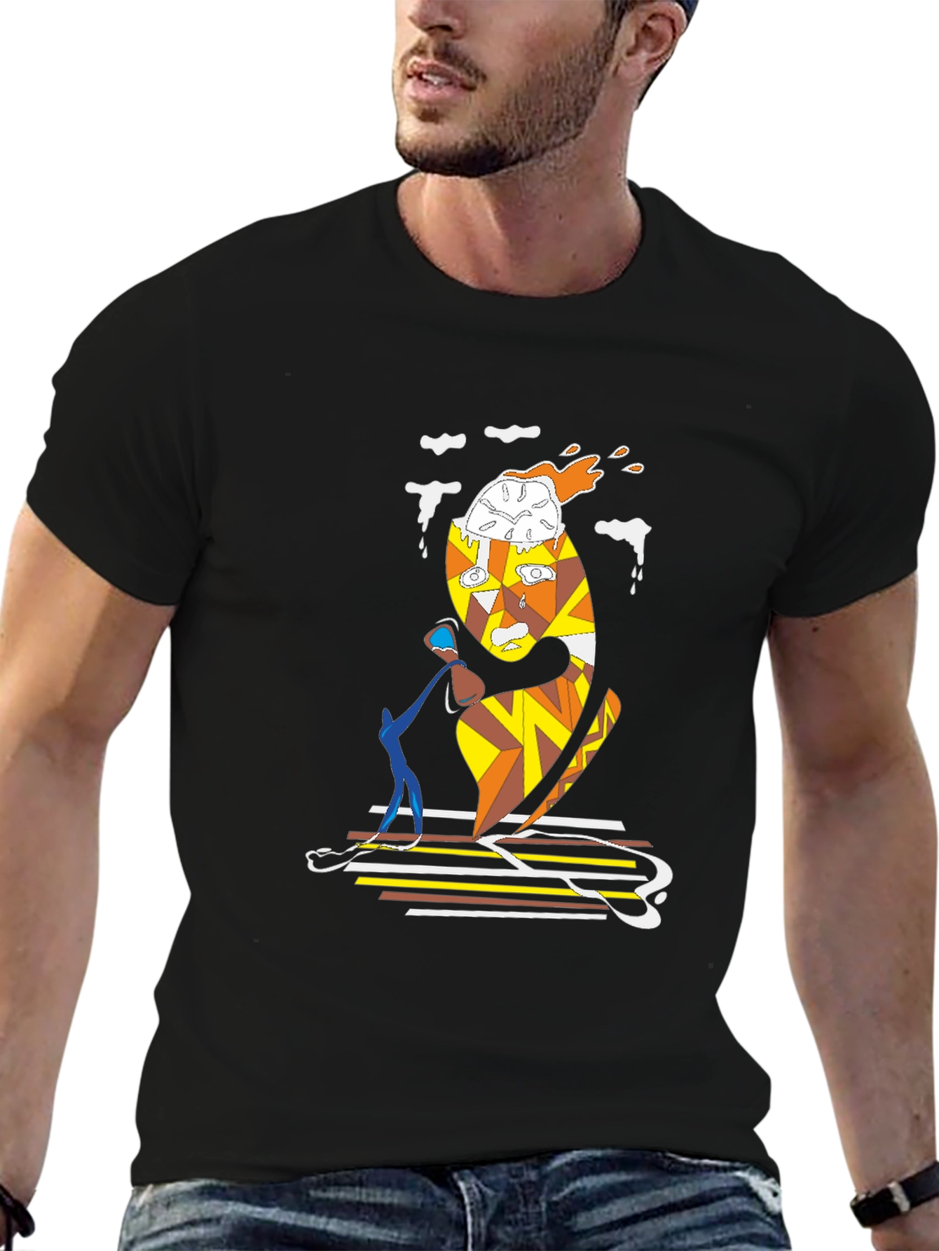 Abstract Art Graphic Tee - Unique Black T-Shirt
