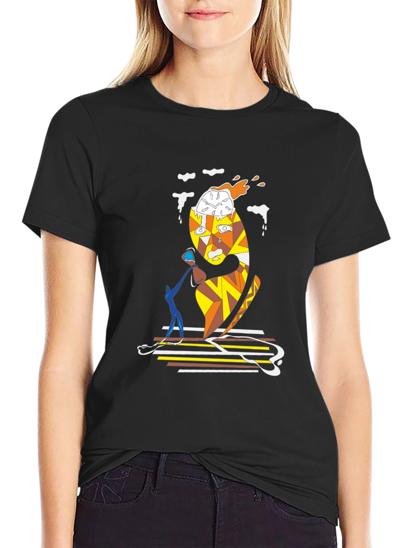 Abstract Art Graphic Tee - Unique Black T-Shirt