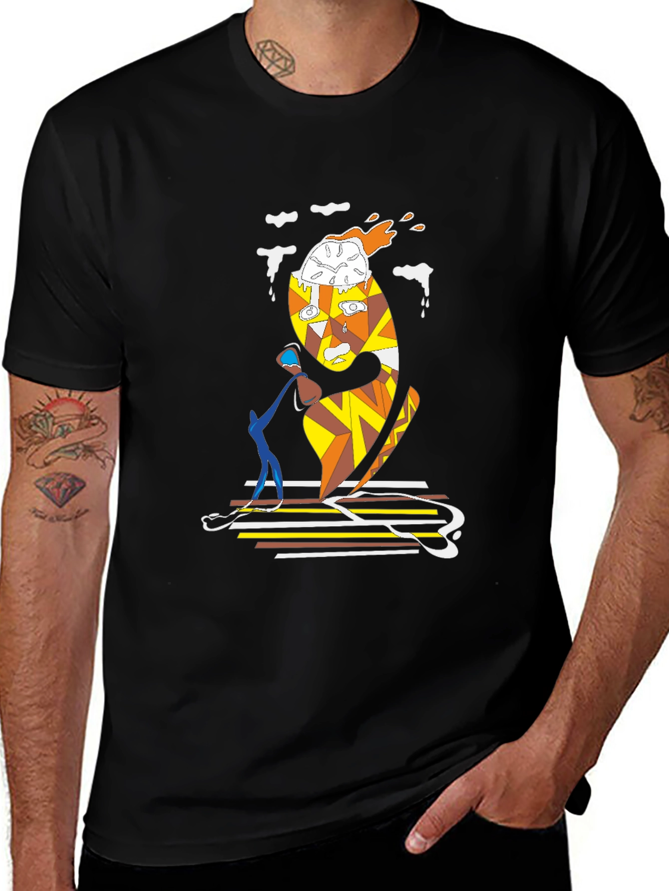 Abstract Art Graphic Tee - Unique Black T-Shirt