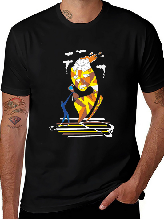 Abstract Art Graphic Tee - Unique Black T-Shirt