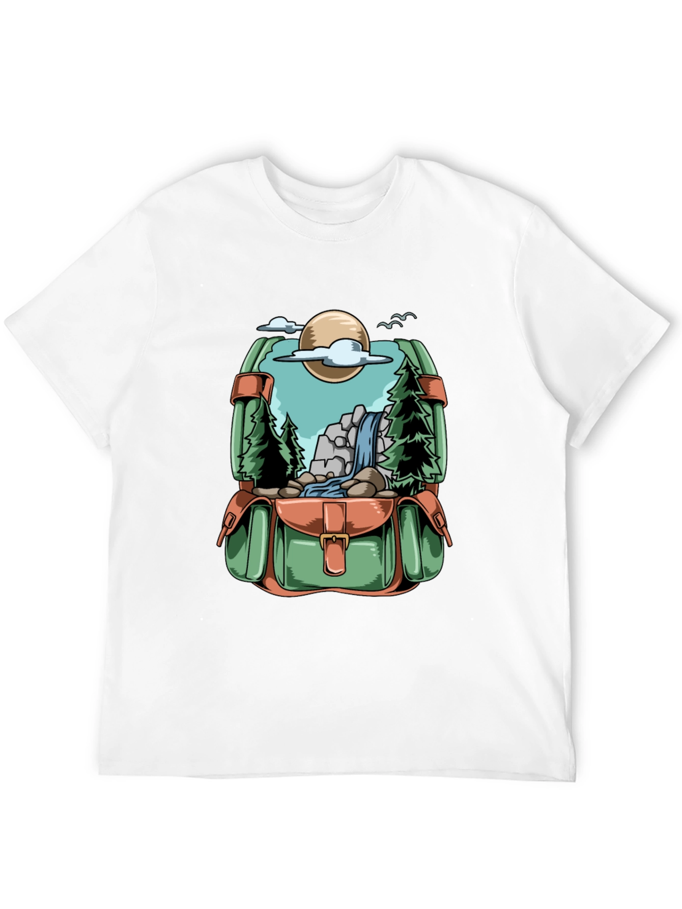 Backpack Adventure T-Shirt - Nature Scene Graphic Tee