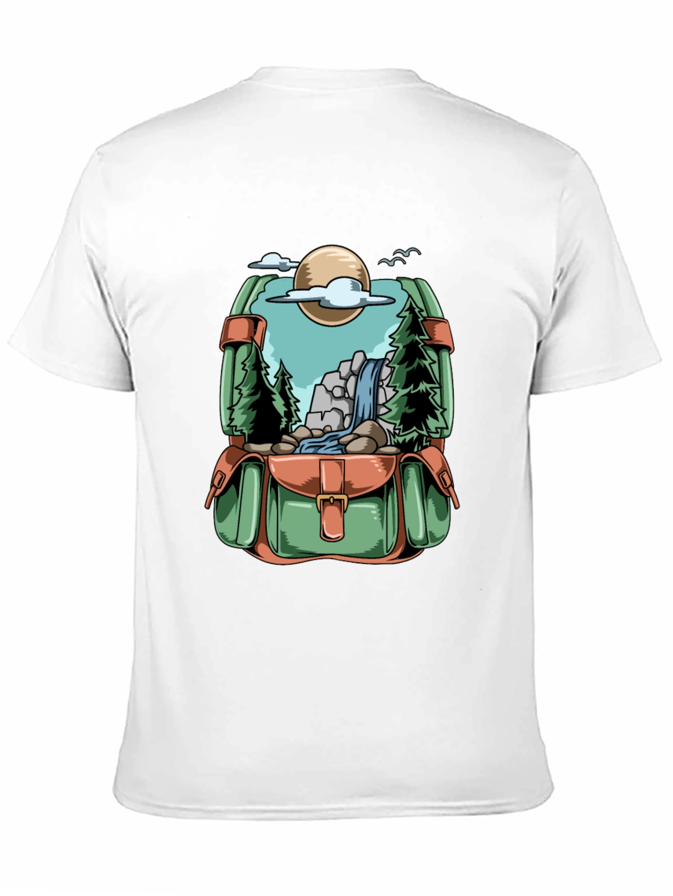 Backpack Adventure T-Shirt - Nature Scene Graphic Tee