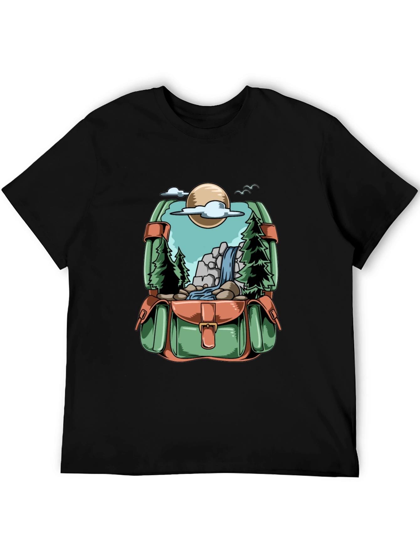 Backpack Adventure T-Shirt - Nature Scene Graphic Tee