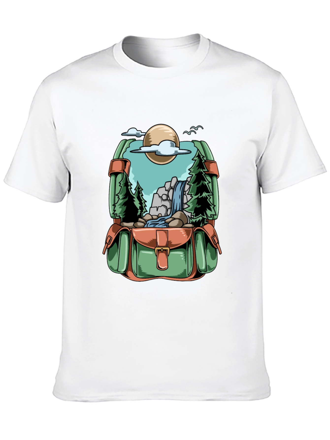 Backpack Adventure T-Shirt - Nature Scene Graphic Tee