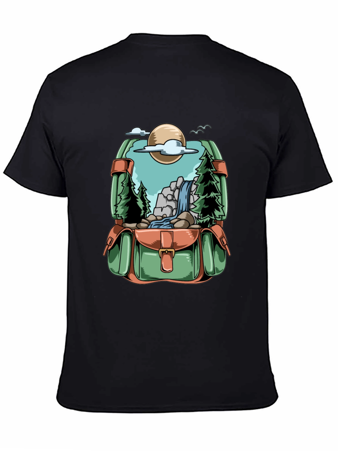 Backpack Adventure T-Shirt - Nature Scene Graphic Tee