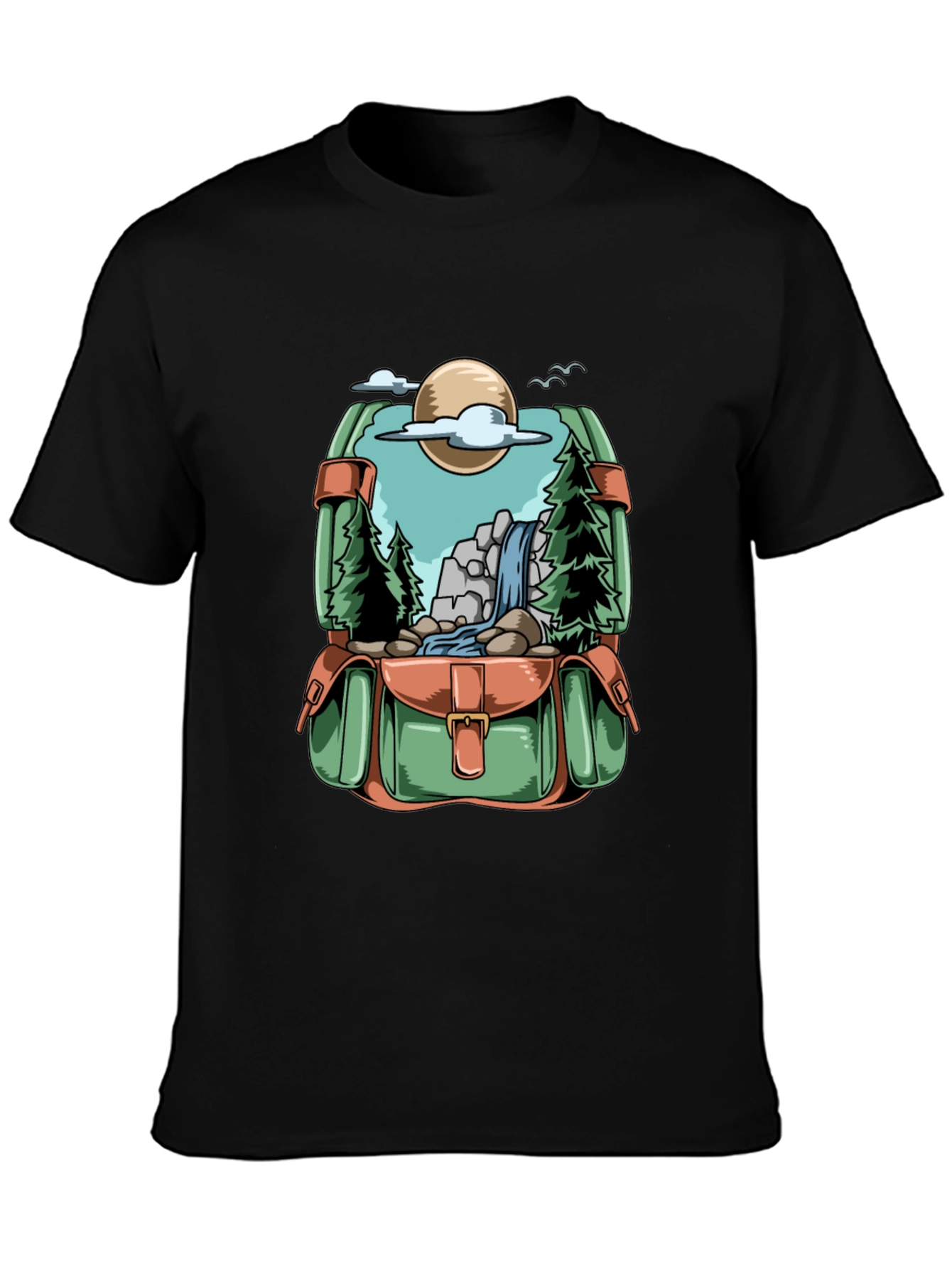 Backpack Adventure T-Shirt - Nature Scene Graphic Tee