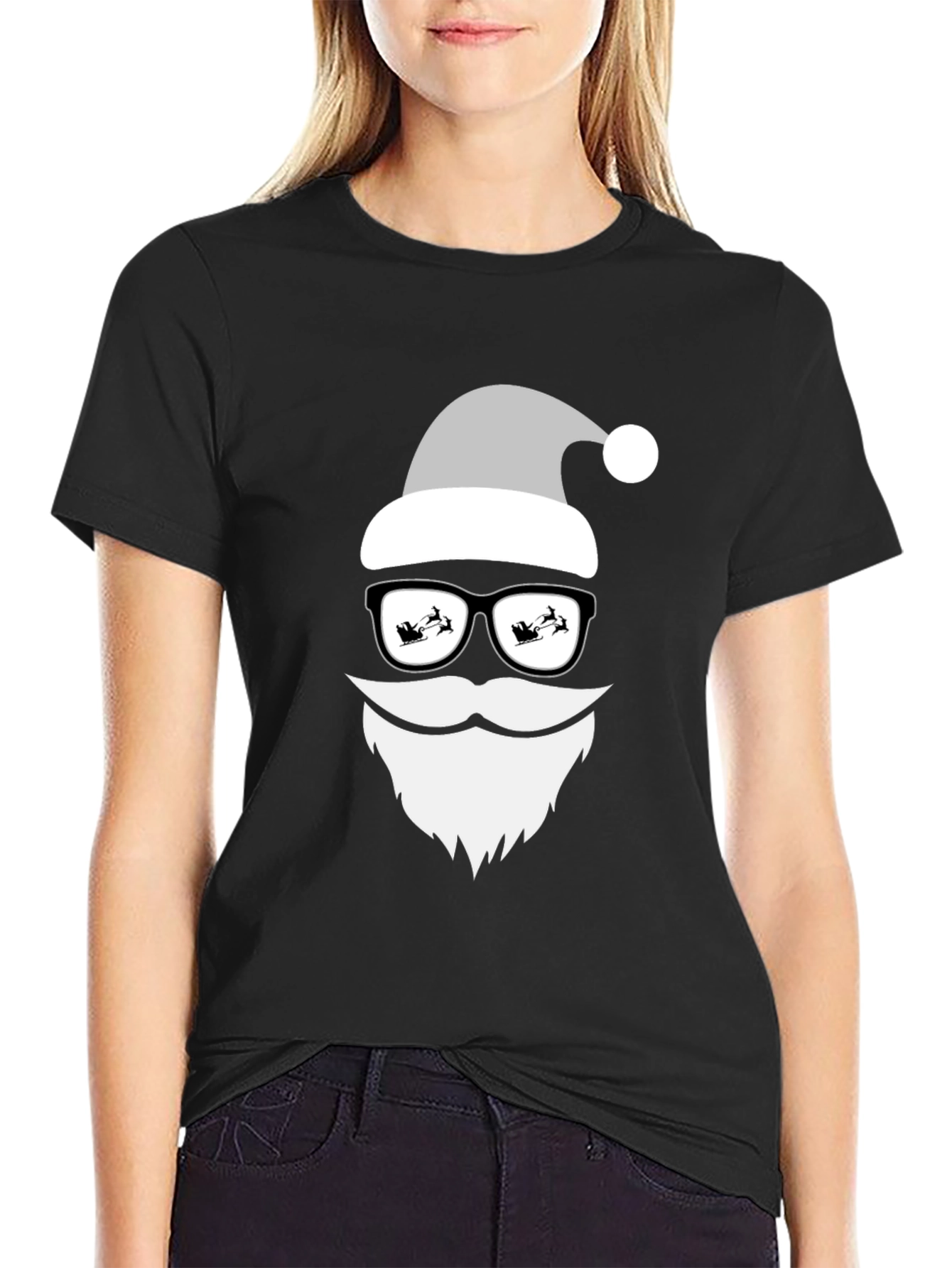 Festive Santa Face Graphic T-Shirt