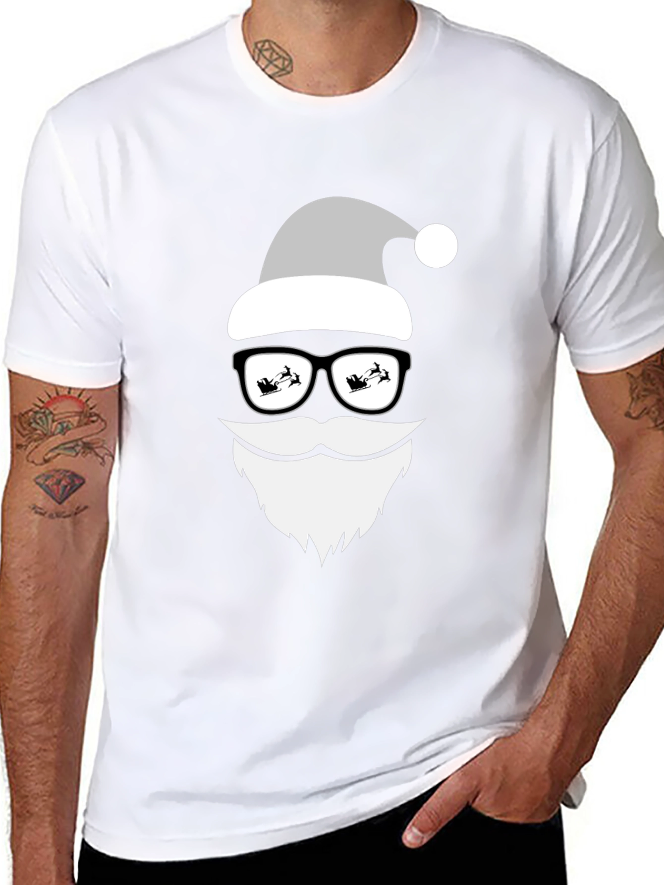 Festive Santa Face Graphic T-Shirt