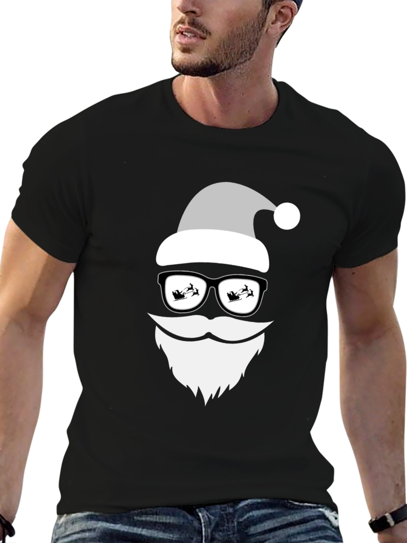 Festive Santa Face Graphic T-Shirt