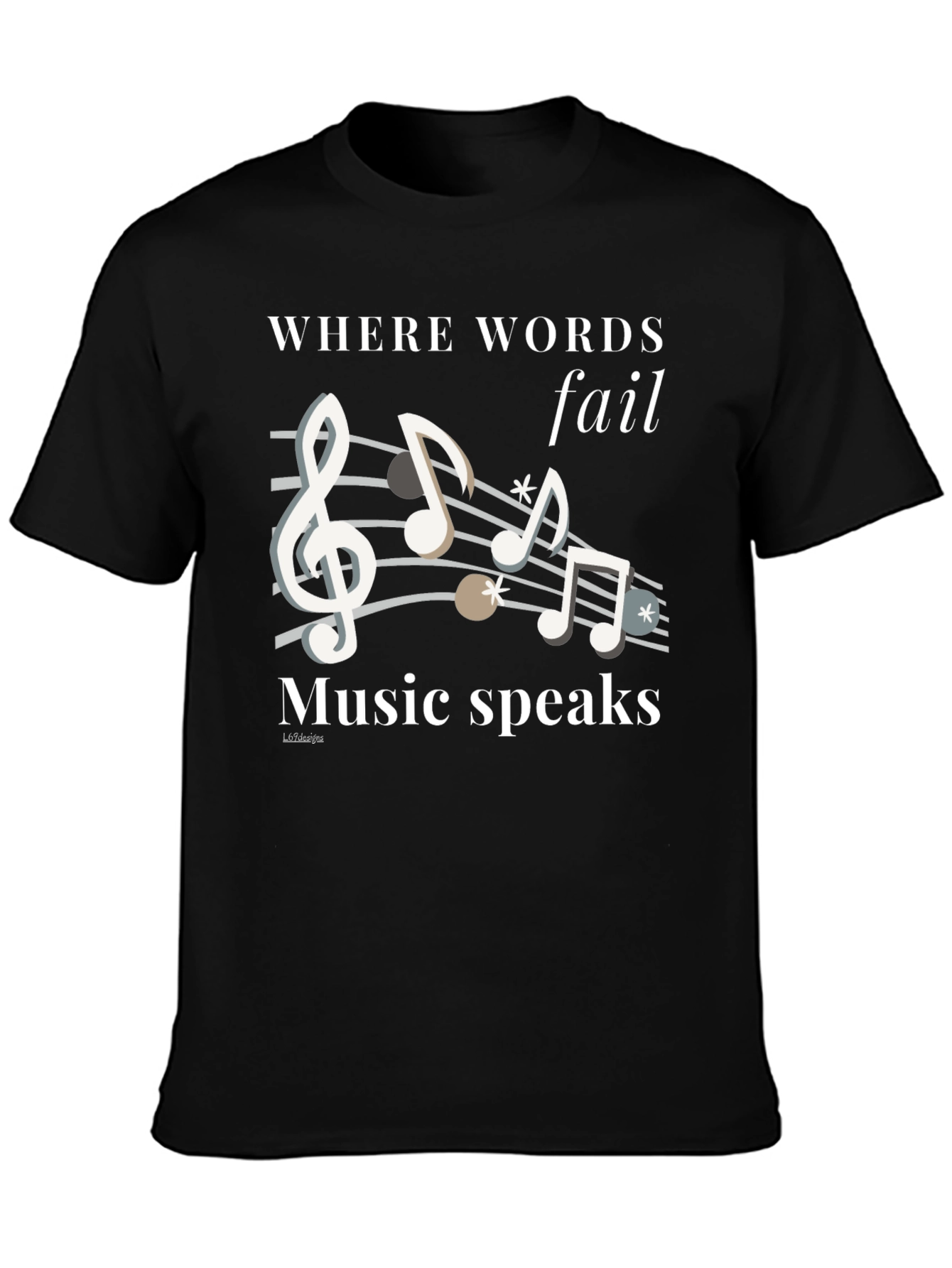 Music Speaks Graphic Tee - Black Cotton T-Shirt