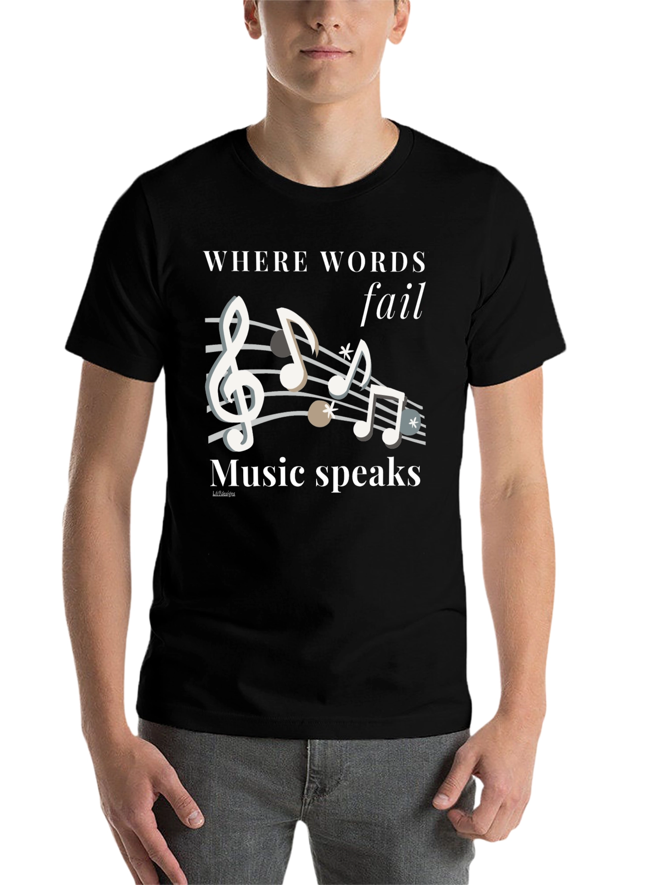 Music Speaks Graphic Tee - Black Cotton T-Shirt