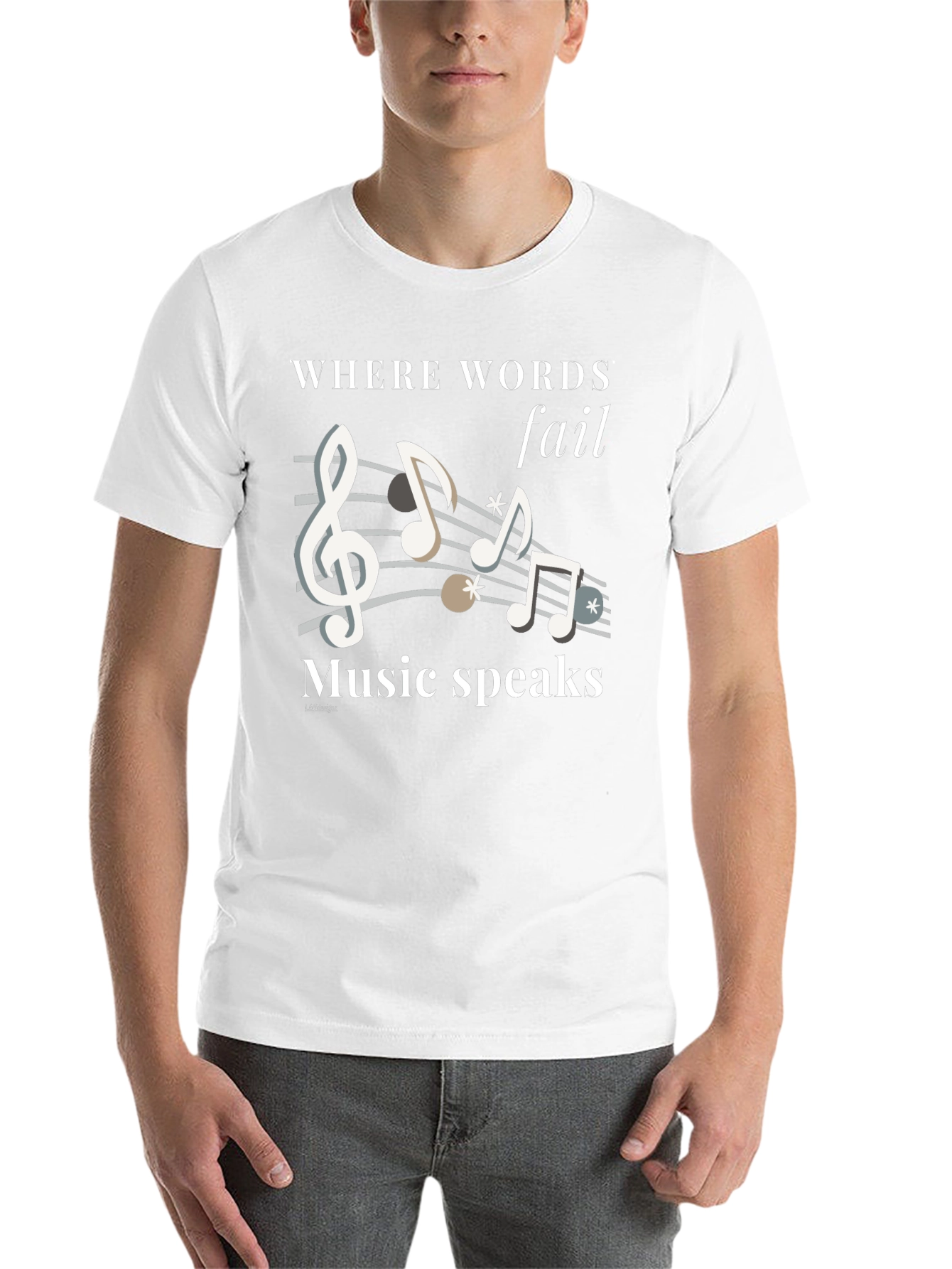 Music Speaks Graphic Tee - Black Cotton T-Shirt