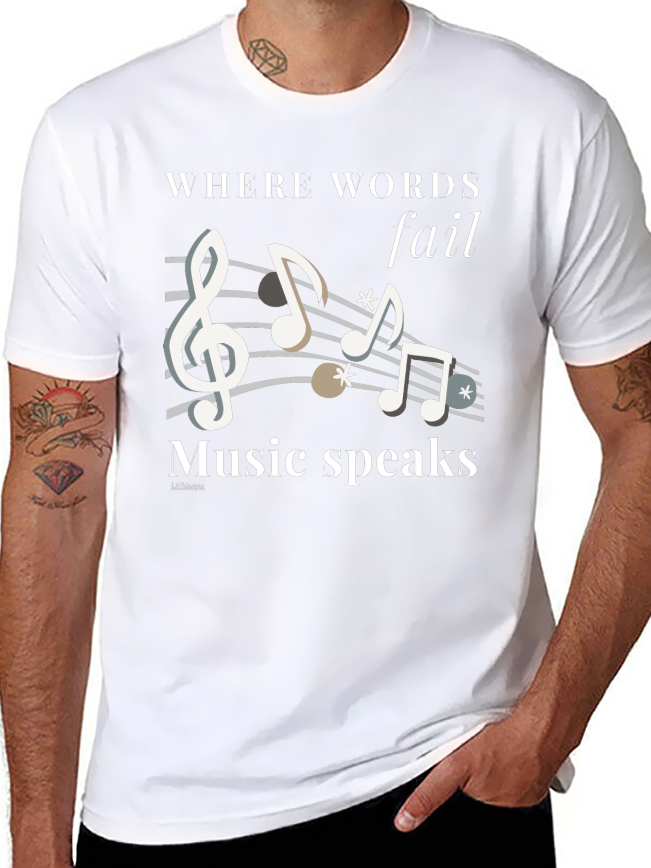 Music Speaks Graphic Tee - Black Cotton T-Shirt