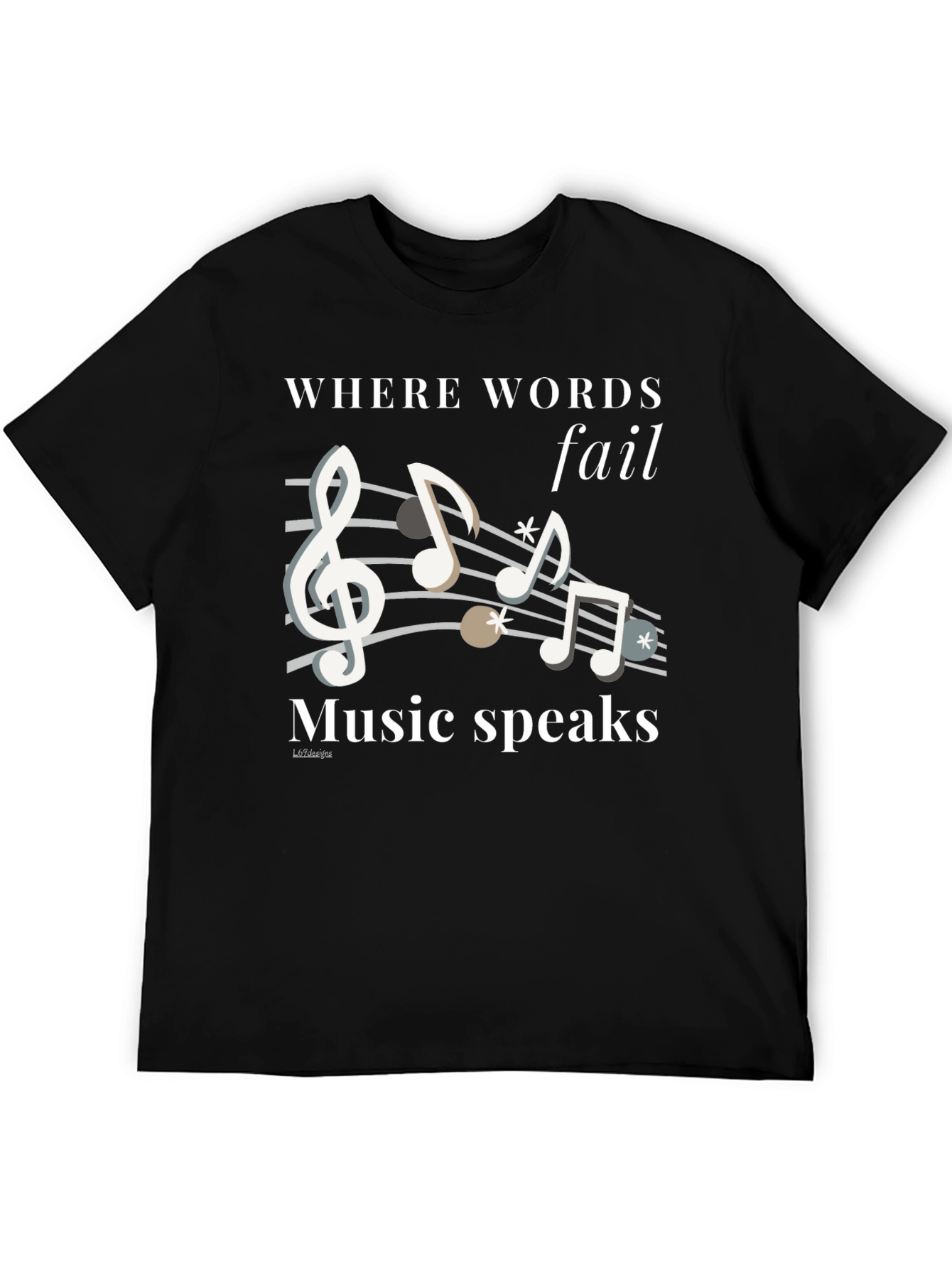 Music Speaks Graphic Tee - Black Cotton T-Shirt