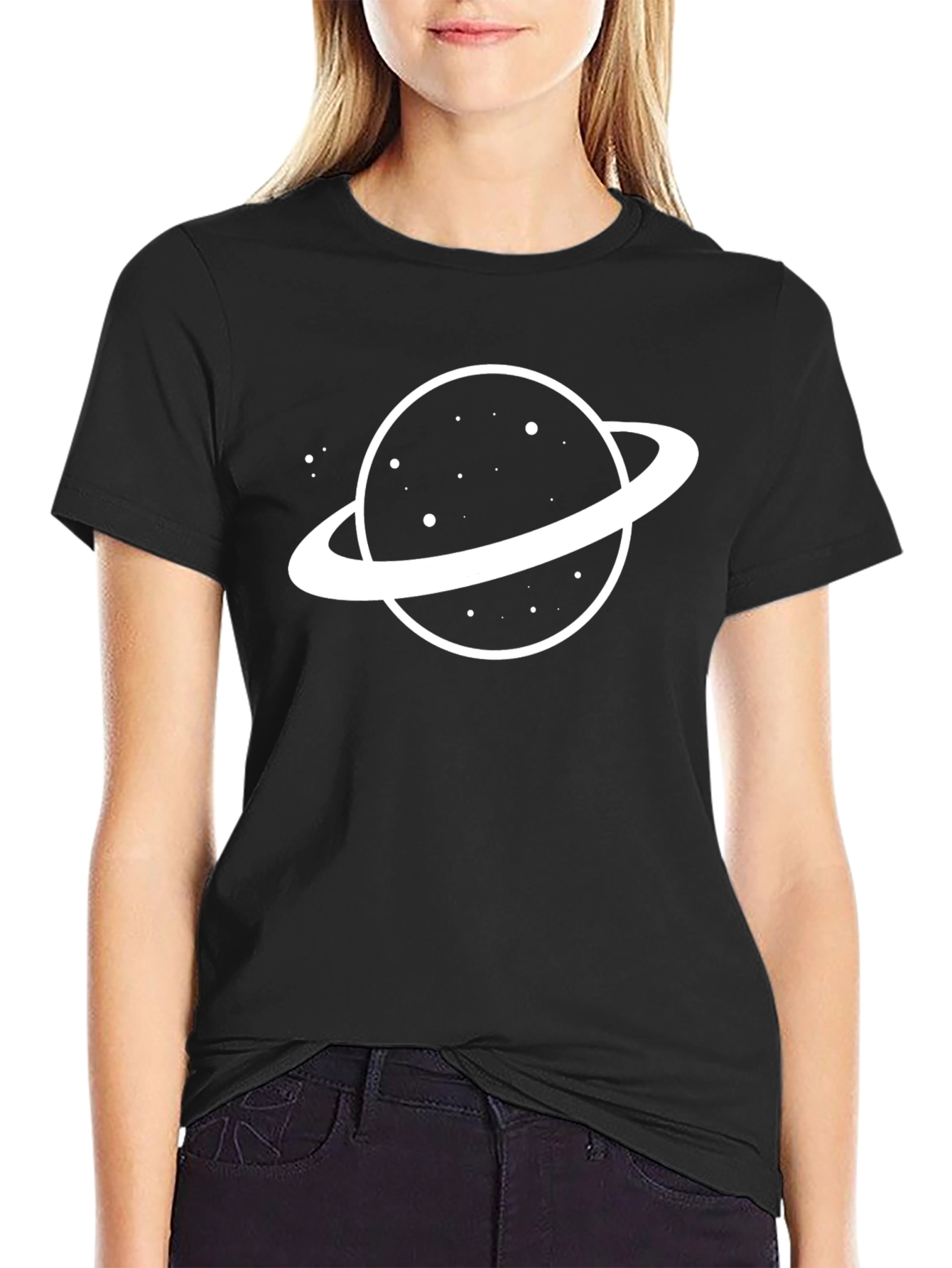 Planet Graphic Tee - Black Cotton T-Shirt