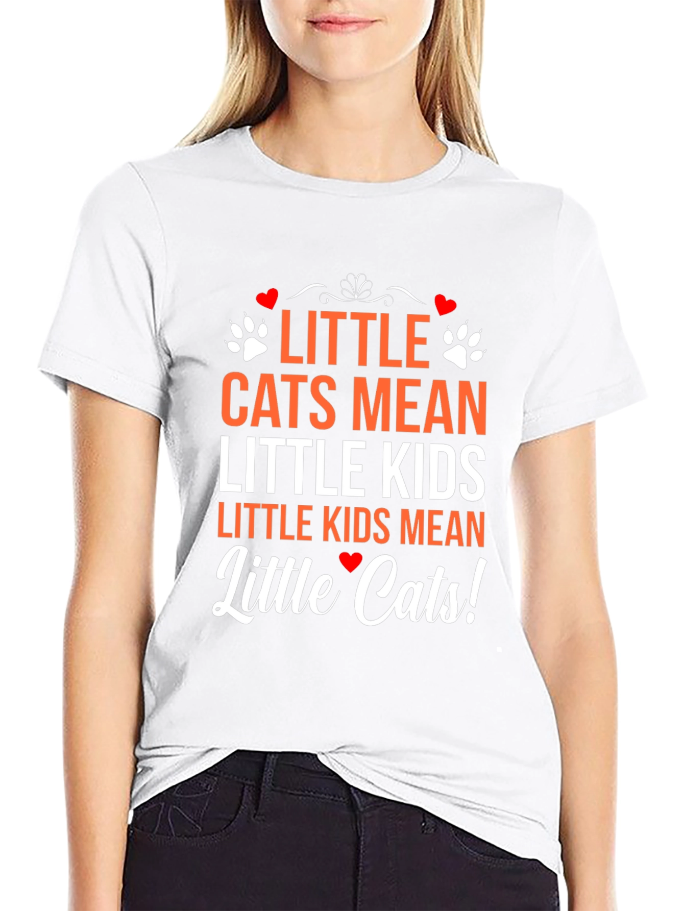 Little Cats Mean Little Kids Black Graphic T-Shirt