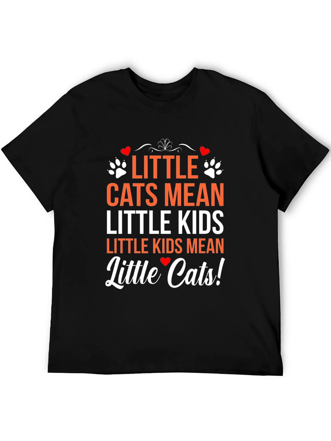 Little Cats Mean Little Kids Black Graphic T-Shirt
