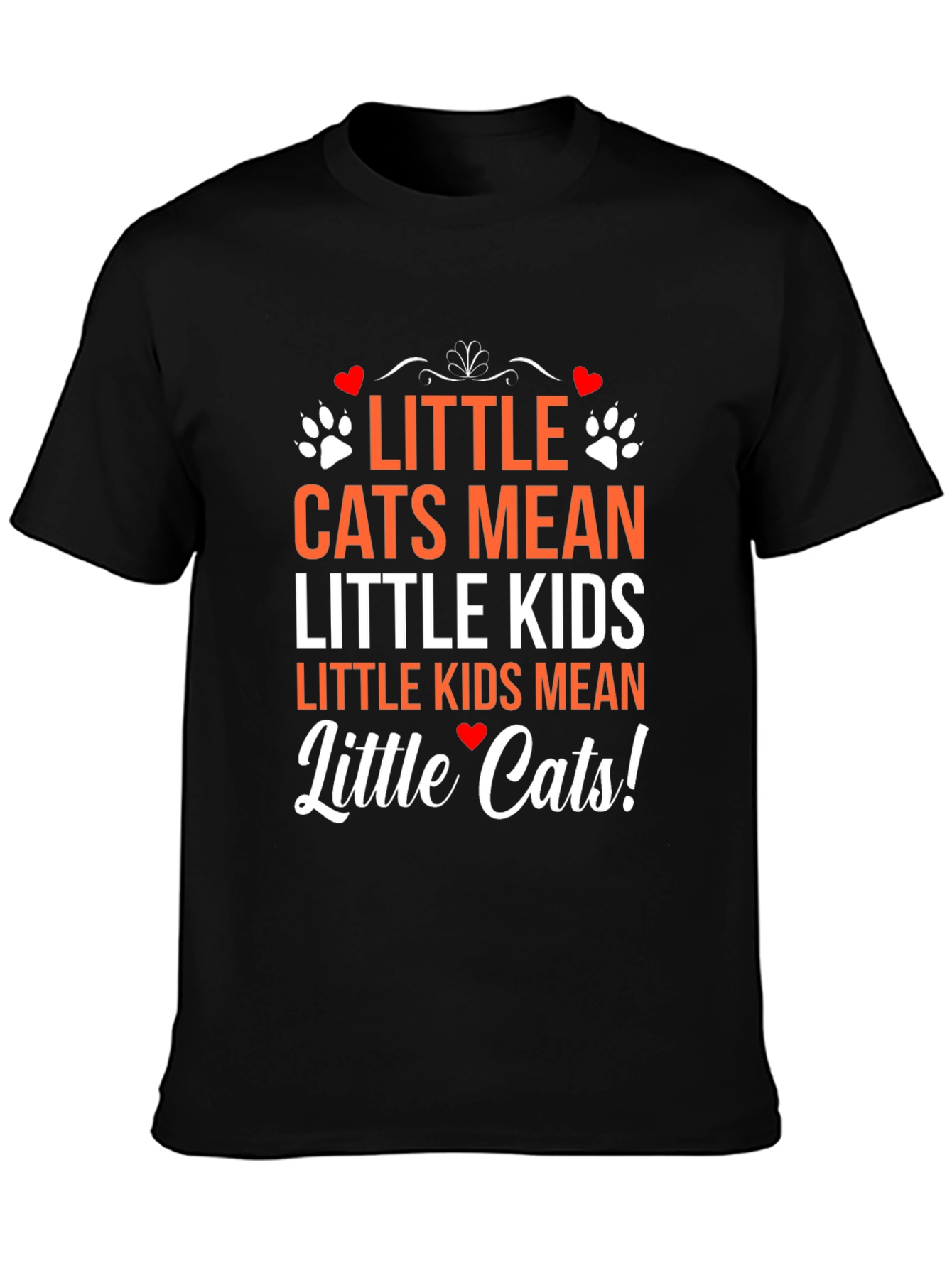 Little Cats Mean Little Kids Black Graphic T-Shirt