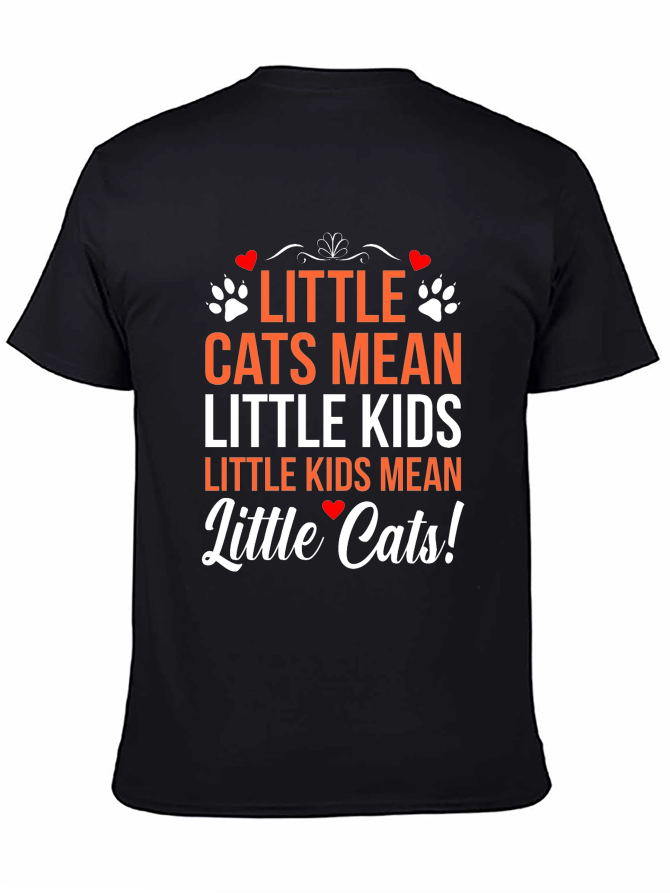 Little Cats Mean Little Kids Black Graphic T-Shirt
