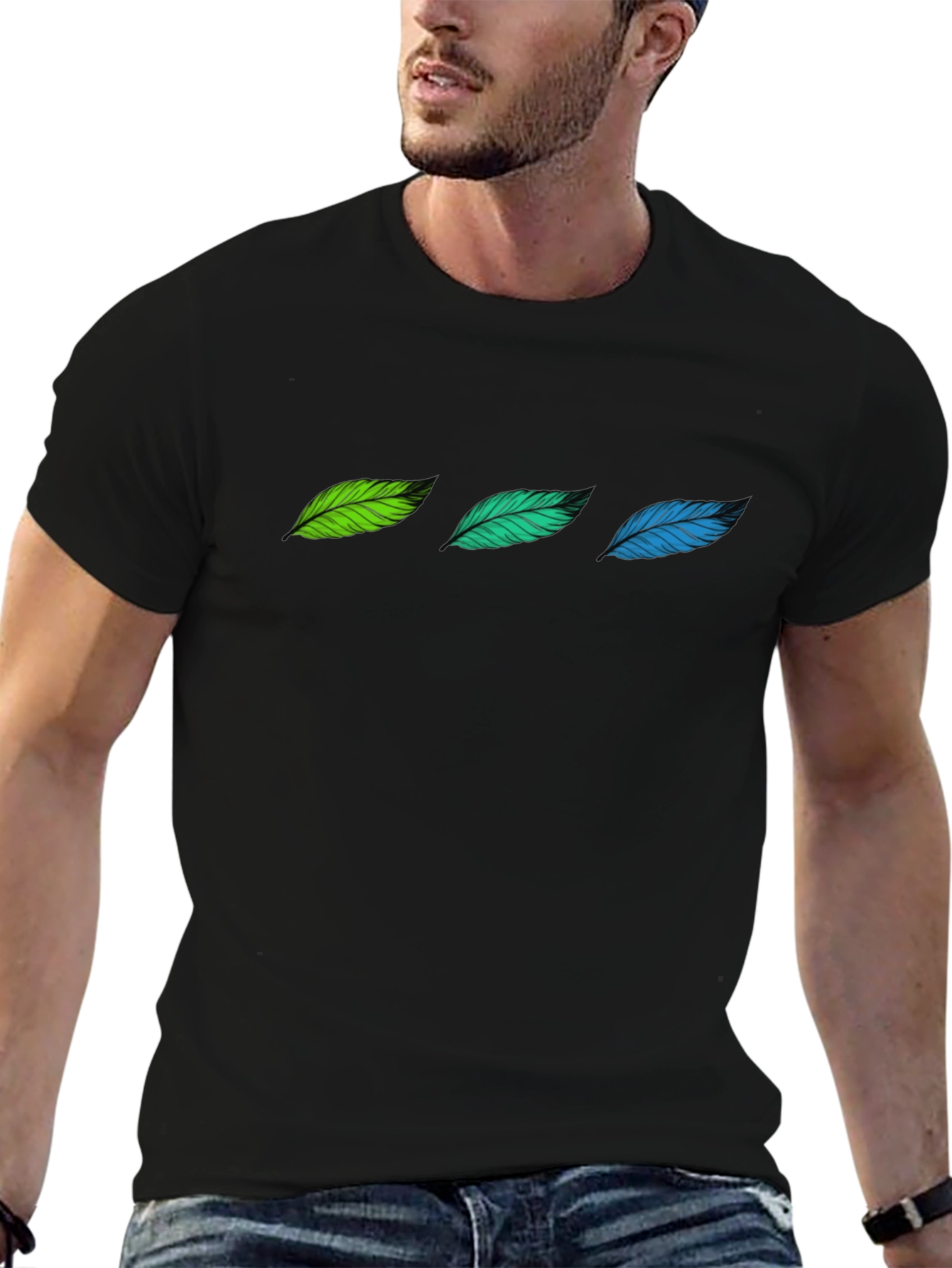 Feather Trio Black T-Shirt | Stylish & Comfortable