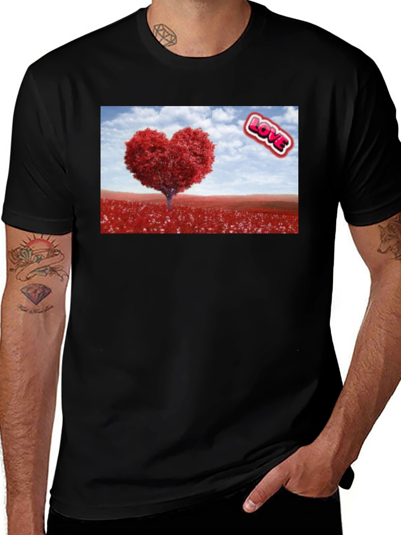 Love Tree Graphic Tee - Black Casual T-Shirt
