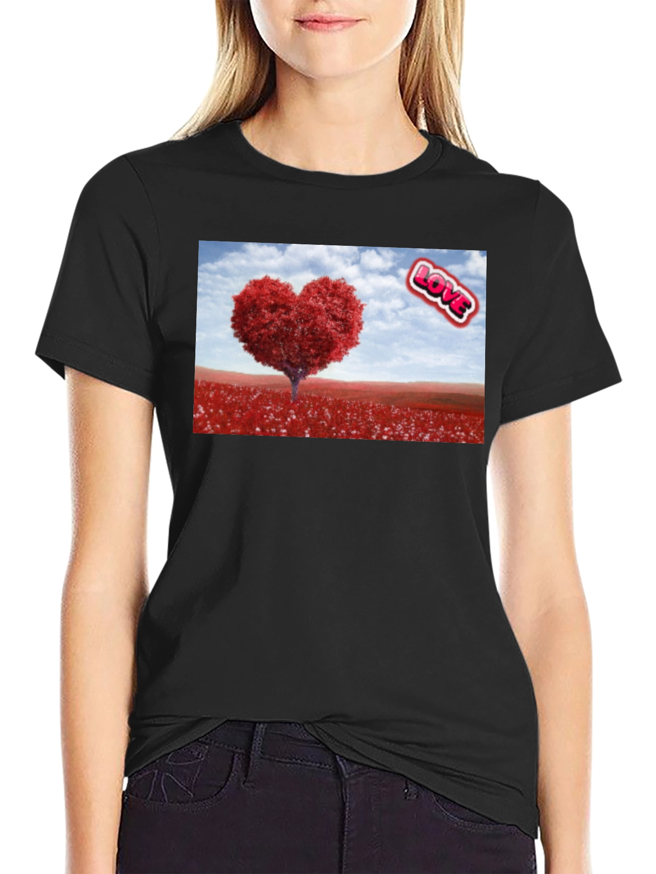 Love Tree Graphic Tee - Black Casual T-Shirt