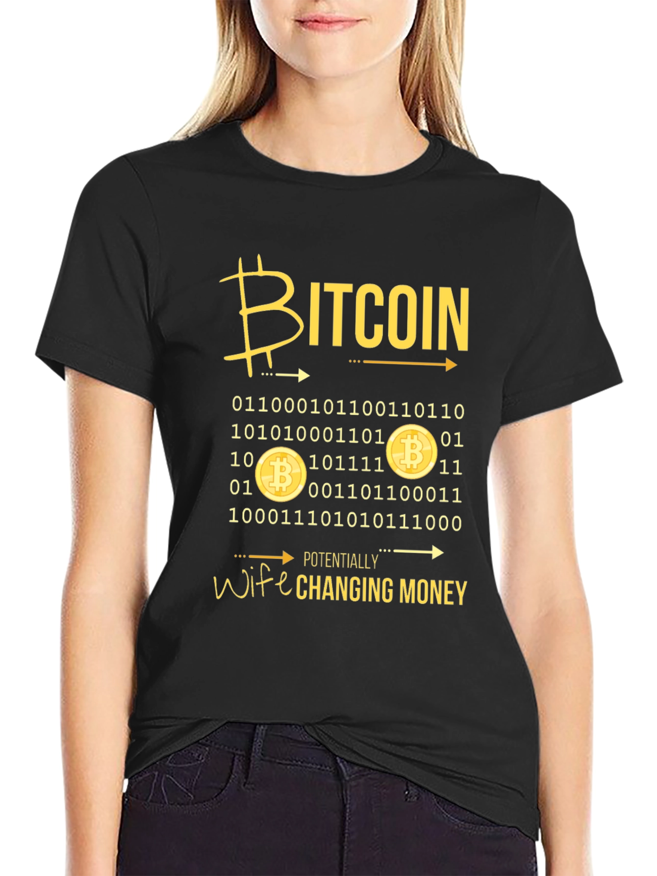 Bitcoin Wife Changing Money Graphic T-Shirt