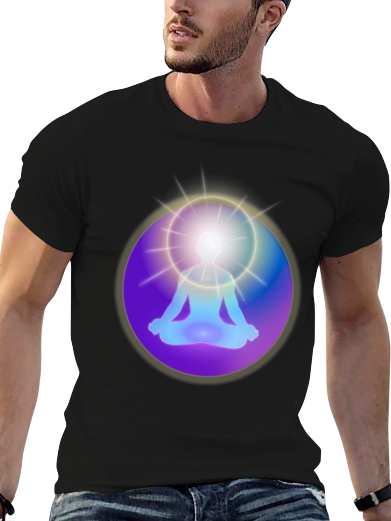 Enlightened Meditation Graphic T-Shirt - Black