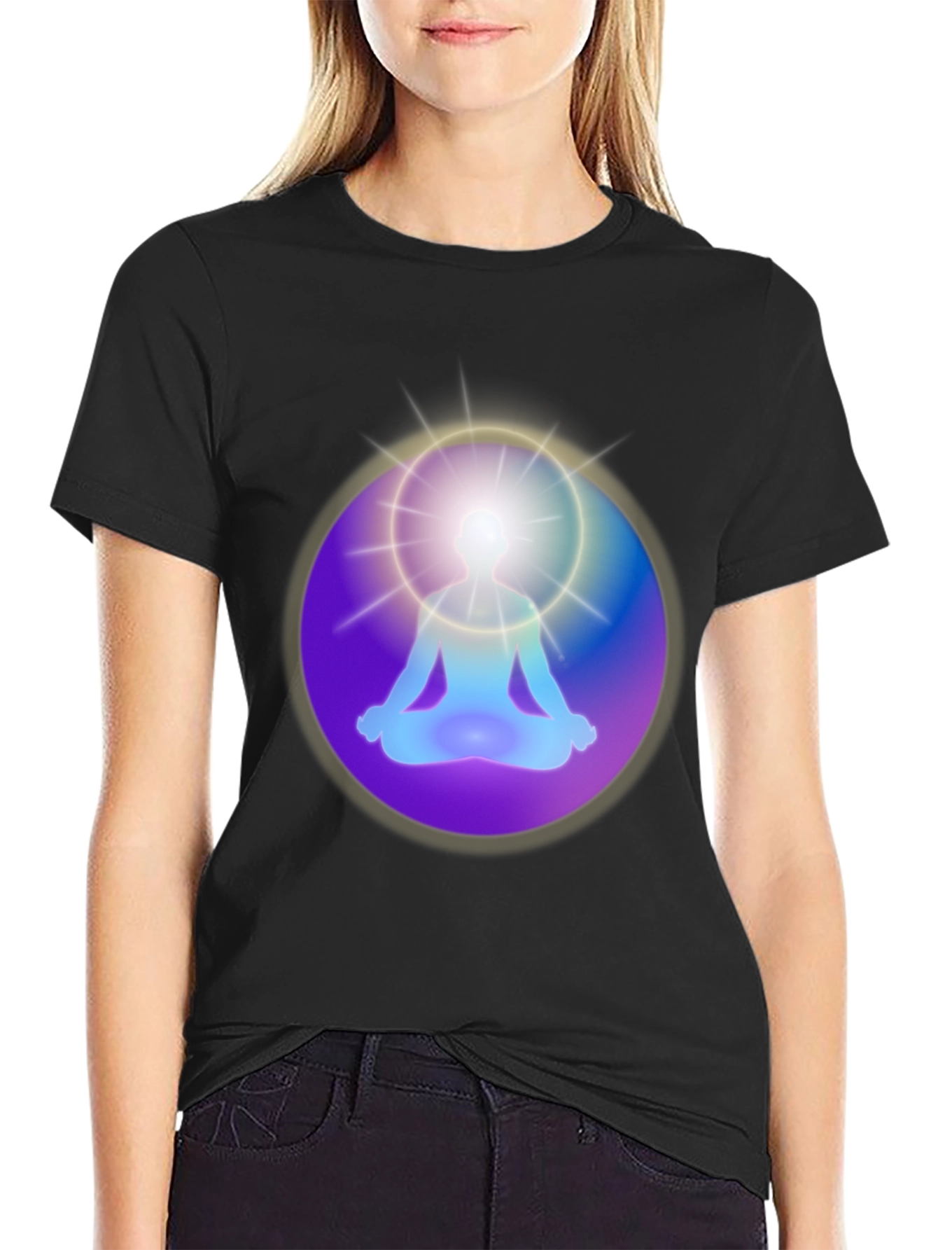 Enlightened Meditation Graphic T-Shirt - Black