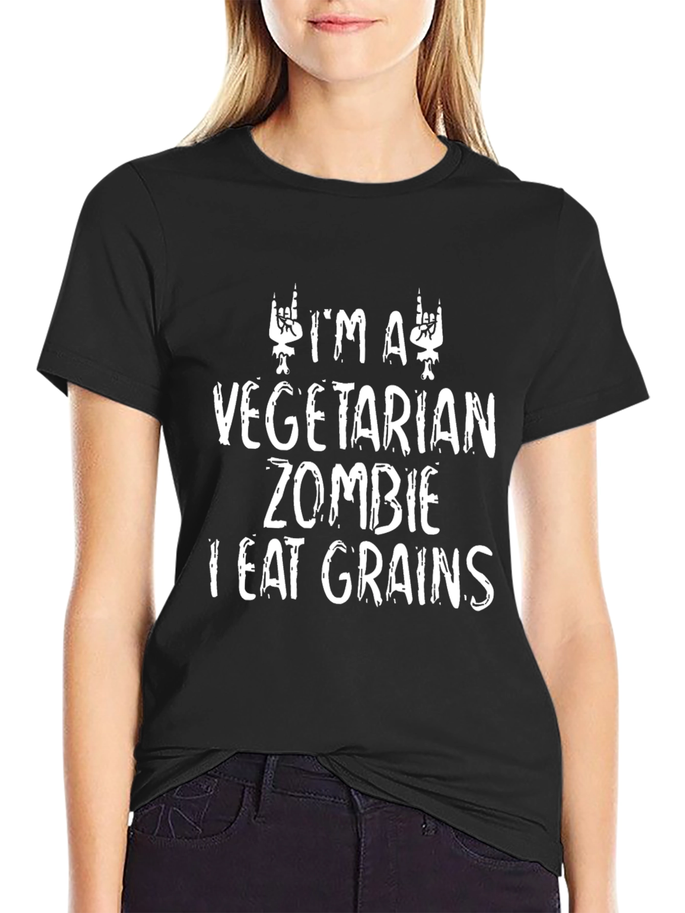 Vegetarian Zombie T-Shirt - I Eat Grains Funny Tee