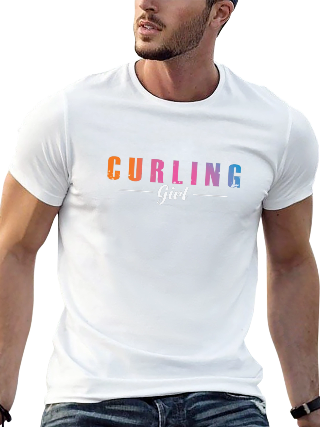 Curling Girl Graphic T-Shirt - Novelty Sportswear