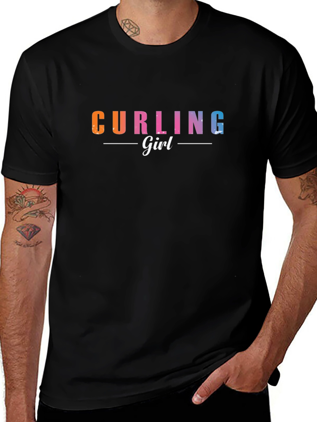 Curling Girl Graphic T-Shirt - Novelty Sportswear