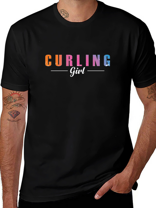 Curling Girl Graphic T-Shirt - Novelty Sportswear