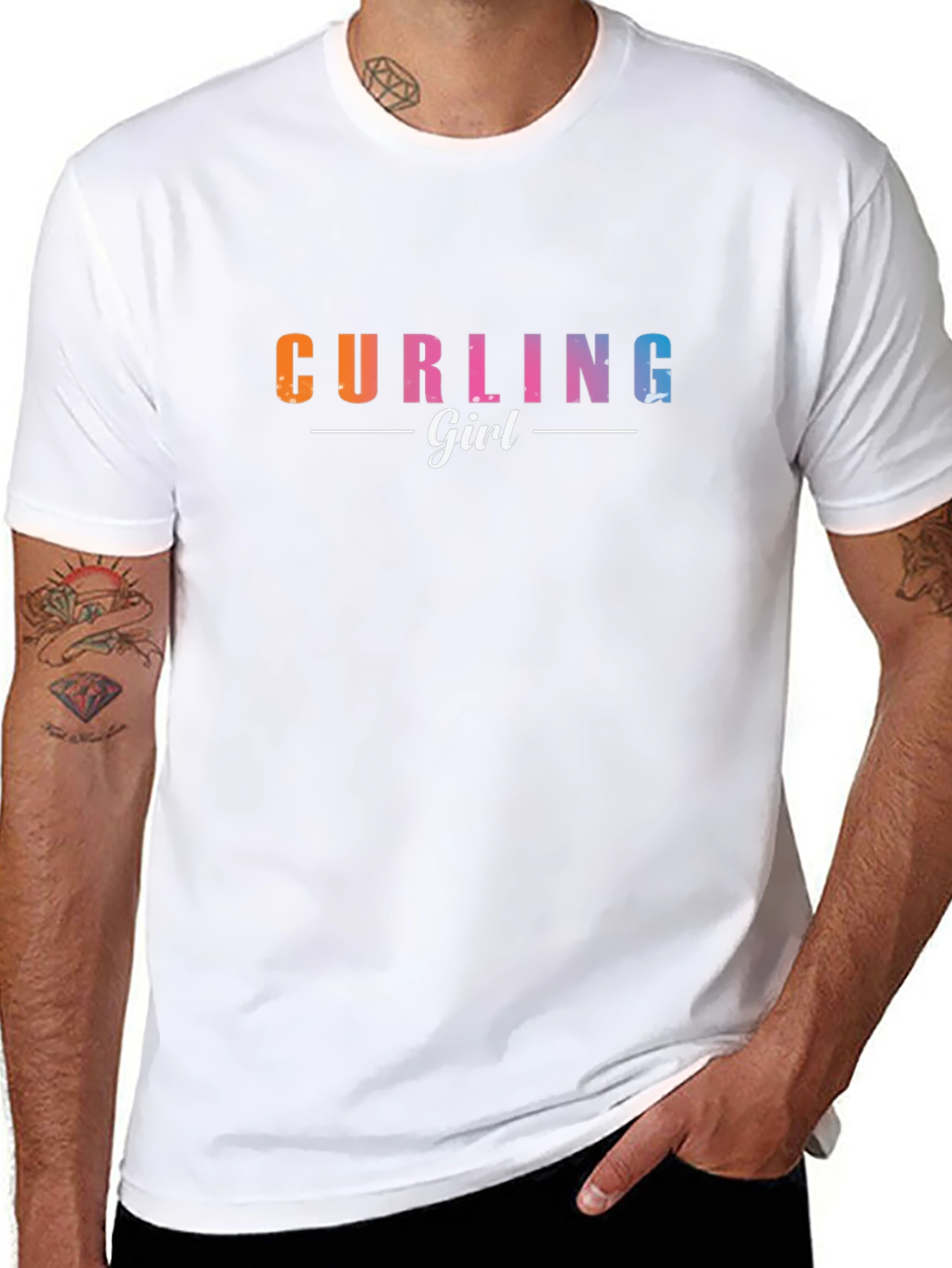 Curling Girl Graphic T-Shirt - Novelty Sportswear
