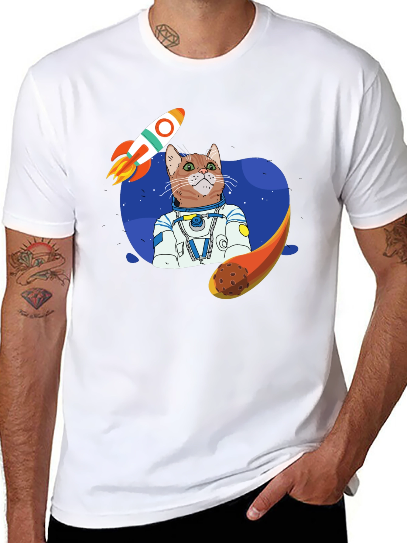 Astronaut Cat Graphic T-Shirt